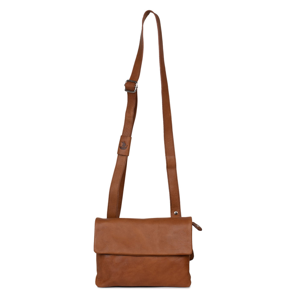
                  
                    Load image into Gallery viewer, Schuyler bag in brown leather, featuring adjustable strap, designed for everyday durability and timeless elegance.
                  
                