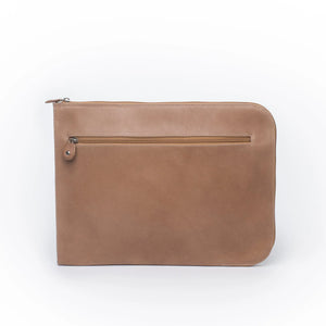 
                  
                    Load image into Gallery viewer, Zip Folio made of sustainable vegetable-tanned leather, featuring external and internal zip compartments for organized storage.
                  
                